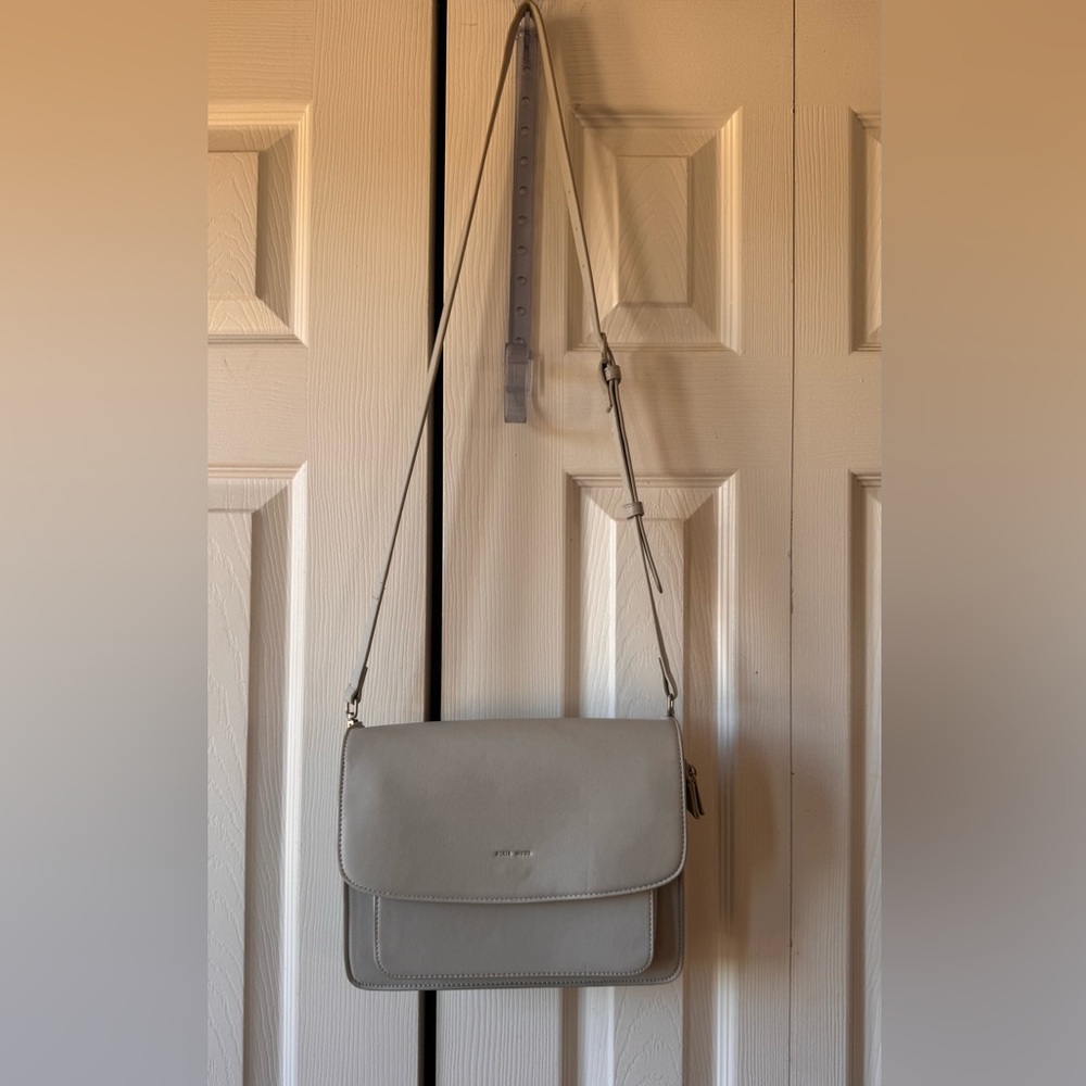 Pixie Mood Contemporary Minimalist Gray Crossbody Bag w Adjustable Straps